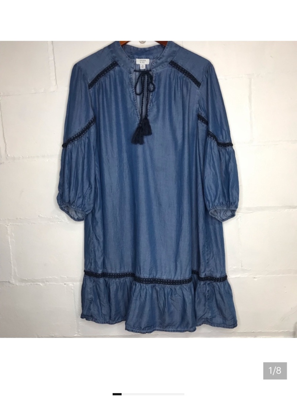 crown & ivy Blue Long Sleeve Peasant Dress